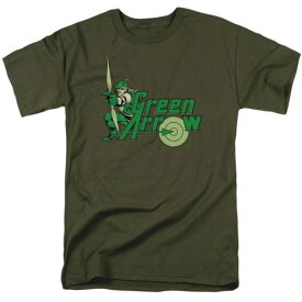 キャラクター ディーシー コミックス 緑 グリーン アロー スリーブ Tシャツ 半袖 【 LICENSED CHARACTER DC COMICS GREEN ARROW SHORT SLEEVE ADULT T-SHIRT / MILITARY GREEN 】 メンズファッション トップス カットソ