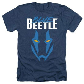 キャラクター 青色 ブルー ヘザー Tシャツ 紺色 ネイビー 【 LICENSED CHARACTER BLUE BEETLE MASK ADULT HEATHER T-SHIRT / NAVY 】 メンズファッション トップス カットソー