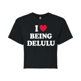 キャラクター Tシャツ 黒色 ブラック 【 LICENSED CHARACTER LOVE BEING DELULU CROPPED TEE / BLACK 】 キッズ ベビー マタニティ トップス カットソー