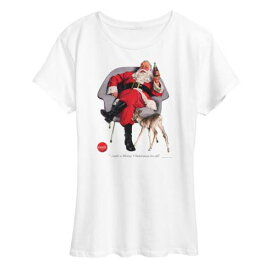 キャラクター グラフィック Tシャツ 白色 ホワイト 【 LICENSED CHARACTER PLUS SIZE COCA COLA SITTING SANTA GRAPHIC TEE / WHITE 】 キッズ ベビー マタニティ トップス カットソー