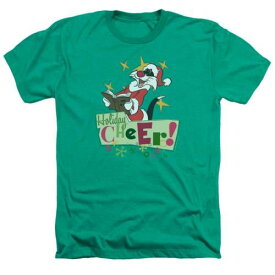 【★スーパーSALE★6/11深夜2時迄】キャラクター ヘザー Tシャツ 緑 グリーン 【 LICENSED CHARACTER LOONEY TUNES CHEER SYLVESTER ADULT HEATHER T-SHIRT / KELLY GREEN 】 メンズファッション トップス カットソー