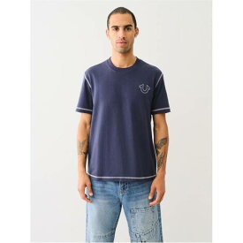 トゥルーレリジョン True Religion 【 Men's Regular Fit Stitch T-Shirt Men Dress Blue 】 メンズ Tシャツ メンズ ドレス 青色 ブルー