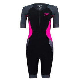 スピード Speedo 【 Xenon Short-Sleeve Triathlon Suits Women Black Pink 】 スーツ レディース 黒色 ブラック pink ピンク