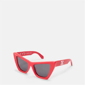Off White 【 Unisex Square Sunglasses, Square Design Unisex Red/Dark Grey 】 ユニセックス Red 赤・レッド 灰色 グレー