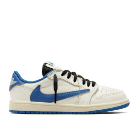 ナイキ　エアジョーダン Air Jordan 【 Fragment Design X Travis Scott X Jordan 1 Retro Low Og Sp Ps 'Sail Military Blue' Youth Sail/Black/Muslin/Military Blue 】 レトロ ジュニア キッズ 黒色 ブラック 青色 ブルー