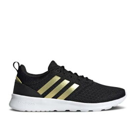 【 ADIDAS WMNS QT RACER 2.0 'BLACK GOLD METALLIC' / CORE BLACK GOLD METALLIC CLOUD 】 アディダス ゴールド コア 黒色 ブラック スニーカー レディース