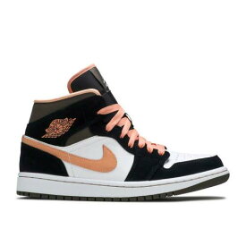 【 AIR JORDAN WMNS AIR JORDAN 1 MID SE 'PEACH MOCHA' / WHITE APRICOT AGATE BLACK 】 ナイキ ミッド 白色 ホワイト 黒色 ブラック エアジョーダン スニーカー レディース