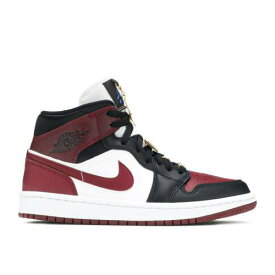 【 AIR JORDAN WMNS AIR JORDAN 1 MID SE 'GOLD PENDANTS' / BLACK DARK BEETROOT WHITE 】 ナイキ ミッド 黒色 ブラック 白色 ホワイト エアジョーダン スニーカー レディース