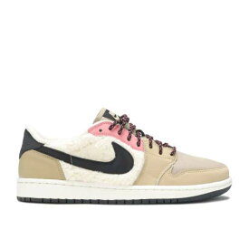 【 AIR JORDAN WMNS JORDAN 1 RETRO LOW FLEECE 'PARACHUTE BEIGE' / PARACHUTE BEIGE BLACK BEACH 】 ナイキ フリース ベージュ 黒色 ブラック エアジョーダン スニーカー レディース