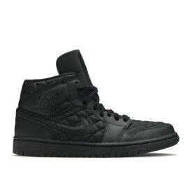 【 AIR JORDAN WMNS AIR JORDAN 1 MID SE 'BLACK QUILTED' / BLACK BLACK WHITE 】 ナイキ ミッド 黒色 ブラック 白色 ホワイト エアジョーダン スニーカー レディース