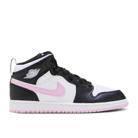 【 AIR JORDAN AIR JORDAN 1 MID PS 'WHITE LIGHT ARCTIC PINK' / WHITE LIGHT ARCTIC PINK BLACK 】 ナイキ ミッド 白色 ホワイト ピンク 黒色 ブラック エアジョーダン ジュニア キッズ ベビー マタニティ スニーカー