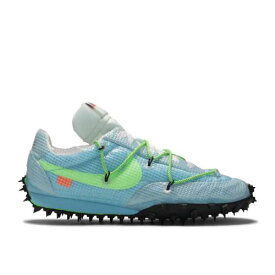 【 NIKE OFF-WHITE X WMNS WAFFLE RACER 'VIVID SKY' / VIVID SKY BLACK ELECTRIC GREEN 】 オフホワイト ワッフル スカイ 黒色 ブラック 緑 グリーン スニーカー レディース ナイキ