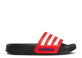 【 ADIDAS ADILETTE SHOWER SLIDES J 'BLACK VIVID RED / CORE BLACK CLOUD WHITE VIVID 】 アディダス アディレッタ 赤 レッド コア 黒色 ブラック 白色 ホワイト シャワーサンダルS ジュニア キッズ ベビー マタニテ