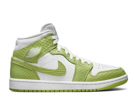 【 AIR JORDAN WMNS AIR JORDAN 1 MID SE 'GREEN PYTHON' / WHITE WHITE VIVID GREEN 】 ナイキ ミッド 白色 ホワイト 緑 グリーン エアジョーダン スニーカー レディース