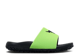 【 UNDER ARMOUR PROJECT ROCK SLIDE 'QUIRKY LIME' / QUIRKY LIME BLACK 】 サンダル ライム 黒色 ブラック アンダーアーマー スニーカー メンズ