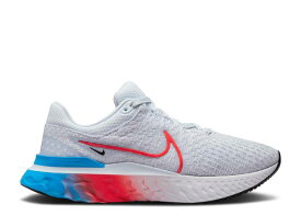 【 NIKE WMNS REACT INFINITY RUN FLYKNIT 3 'GREY BRIGHT CRIMSON' / FOOTBALL GREY BLACK PHOTO BLUE 】 リアクト ラン フライニット 灰色 グレー 黒色 ブラック 青色 ブルー スニーカー レディース ナイキ