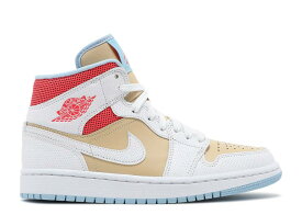 【 AIR JORDAN WMNS JORDAN 1 MID SE 'SESAME' / SESAME WHITE FLASH CRIMSON 】 ナイキ ミッド 白色 ホワイト クリムゾン エアジョーダン スニーカー レディース