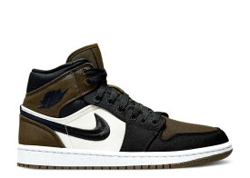 【 AIR JORDAN WMNS AIR JORDAN 1 MID SE 'OLIVE TOE' / LIGHT OLIVE BLACK SAIL WHITE 】 ナイキ ミッド オリーブ 黒色 ブラック 白色 ホワイト エアジョーダン スニーカー レディース