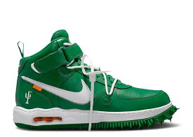 【 NIKE OFF-WHITE X AIR FORCE 1 MID SP LEATHER 'PINE GREEN' / PINE GREEN WHITE WHITE 】 オフホワイト ミッド レザー 緑 グリーン 白色 ホワイト エアフォース スニーカー メンズ ナイキ
