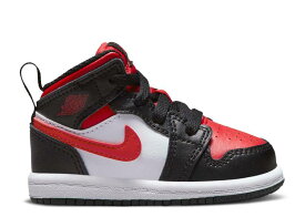 【 AIR JORDAN JORDAN 1 MID TD 'BLACK FIRE RED' / BLACK WHITE FIRE RED 】 ナイキ ミッド ファイア 黒色 ブラック 白色 ホワイト 赤 レッド エアジョーダン ベビー