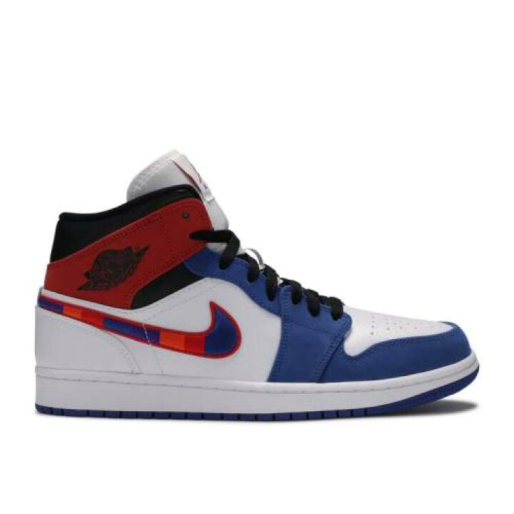楽天市場 エアジョーダン Air Jordan ミッド 白色 ホワイト 青色 ブルー 赤 レッド エアジョーダン Multicolored Swoosh スニーカー メンズ Red 1 Mid White Blue スニケス