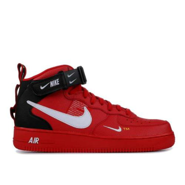 楽天市場 ナイキ Nike ミッド 赤 レッド エアフォース 07 Overbranding スニーカー メンズ Red Nike 1 Mid Lv8 University Whiteblack スニケス