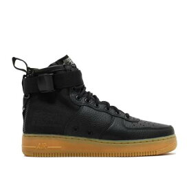 【 NIKE SF AIR FORCE 1 MID 'BLACK GUM' / BLACK BLACK GUM LIGHT BROWN 】 ミッド 黒色 ブラック 茶色 ブラウン エアフォース スニーカー メンズ ナイキ