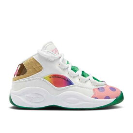 【 REEBOK HASBRO X QUESTION MID LITTLE KID 'CANDY LAND' / WHITE PIXIE PINK GOAL GREEN 】 リーボック クエスチョン ミッド 白色 ホワイト ピンク 緑 グリーン クエスチョンミッド ジュニア キッズ ベビー マタニ