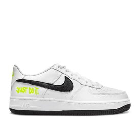 【 NIKE AIR FORCE 1 LOW GS 'JUST DO IT - WHITE VOLT' / 】 白色 ホワイト エアフォース ジュニア キッズ ベビー マタニティ スニーカー ナイキ