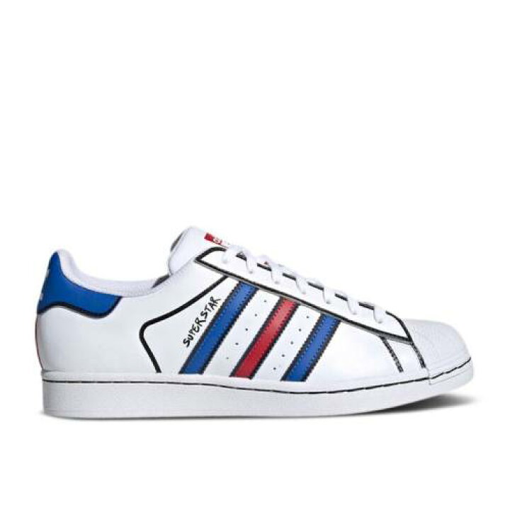 楽天市場 アディダス Adidas アディダス スーパースター 白色 ホワイト 青色 ブルー コア 黒色 ブラック Graphic Style スニーカー メンズ Superstar Adidas Print Cloud White Blue Core Black スニケス