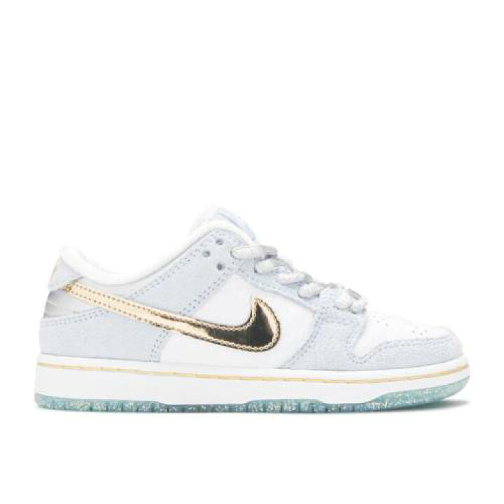 楽天市場 ナイキ Nike ダンク エスビー 白色 ホワイト 青色 ブルー ゴールド ダンクロー Holiday Special ジュニア キッズ Nike Sean Cliver X Sb Ps White Psychic Blue Metallic Gold スニケス