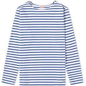 アルモーリュックス スリーブ Tシャツ 白色 ホワイト 青色 ブルー 長袖 & メンズ 【 ARMOR-LUX LONG SLEEVE HOUAT MARINIERE T-SHIRT / WHITE & BLUE 】 メンズファッション トップス カットソー