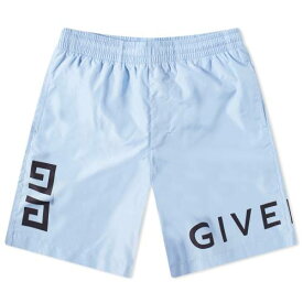 【★スーパーSALE★6/11深夜2時迄】ジバンシィ ロゴ ショーツ ハーフパンツ 青色 ブルー 水着 メンズ 【 GIVENCHY 4G LONG LOGO SWIM SHORTS / BABY BLUE 】 メンズファッション ズボン