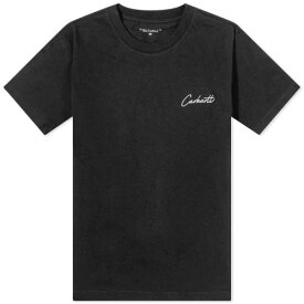 カーハート ダブリューアイピー ロゴ Tシャツ 黒色 ブラック レディース 【 CARHARTT WIP CARHARTT WIP TAPOKA LOGO T-SHIRT / BLACK 】 レディースファッション トップス カットソー