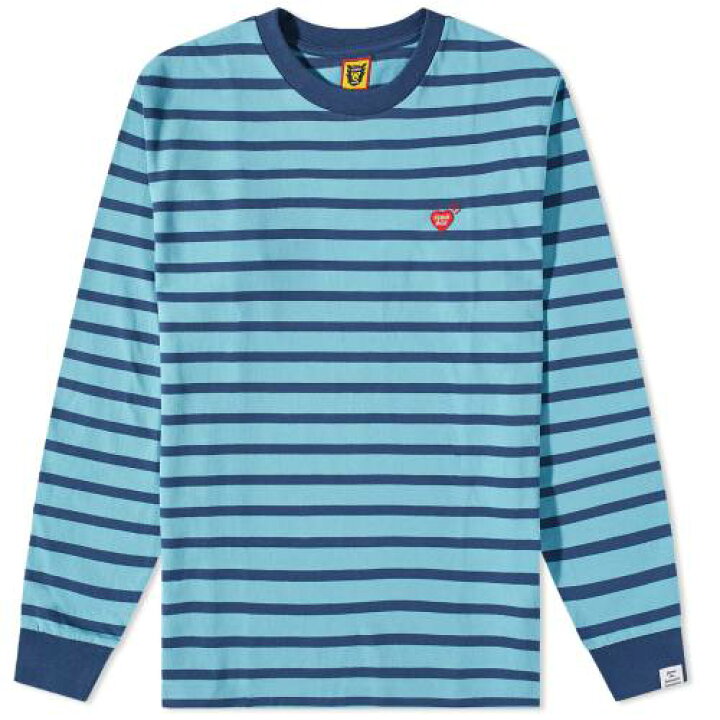 楽天市場】ヒューマンメイド スリーブ ストライプ Tシャツ 青色 ブルー 