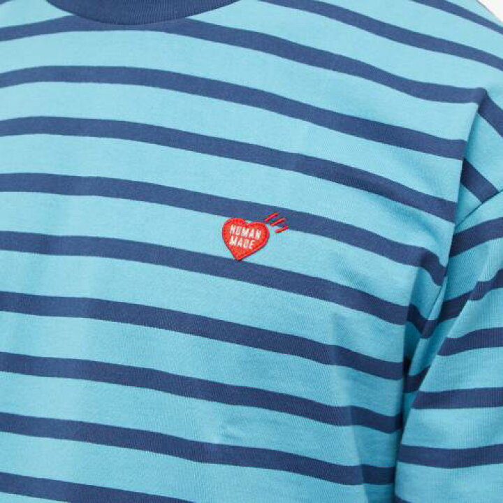 楽天市場】ヒューマンメイド スリーブ ストライプ Tシャツ 青色 ブルー 