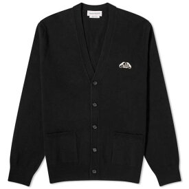 【★スーパーSALE★6/11深夜2時迄】アレキサンダーマックイーン ロゴ カーディガン 黒色 ブラック メンズ 【 ALEXANDER MCQUEEN ALEXANDER MCQUEEN EMBROIDERED SEAL LOGO CARDIGAN / BLACK 】 メンズファッション トップス