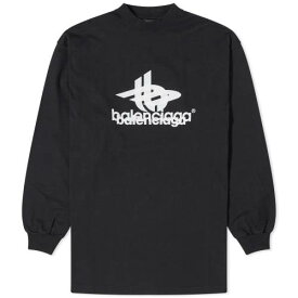 バレンシアガ スリーブ ロゴ Tシャツ 黒色 ブラック 白色 ホワイト 長袖 & メンズ 【 BALENCIAGA LONG SLEEVE LOGO T-SHIRT / BLACK & WHITE 】 メンズファッション トップス カットソー