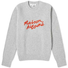 メゾンキツネ 灰色 グレー レディース 【 MAISON KITSUNE MAISON KITSUNE HANDWRITING COMFORT JUMPER / LIGHT GREY MELANGE 】 レディースファッション トップス ニット セーター