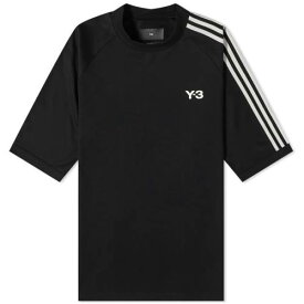 アディダス ワイスリー ストライプ Tシャツ 黒色 ブラック 白色 ホワイト & メンズ 【 Y-3 3 STRIPE T-SHIRT / BLACK & OFF WHITE 】 メンズファッション トップス カットソー