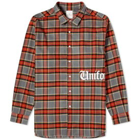 【★スーパーSALE★6/11深夜2時迄】ユニフォームエクスペリメント ロゴ 灰色 グレー メンズ 【 UNIFORM EXPERIMENT UNIFORM EXPERIMENT GOTHIC LOGO FLANNEL SHIRT / GREY 】 メンズファッション トップス