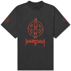 バレンシアガ メタル Tシャツ 黒色 ブラック 赤 レッド & メンズ 【 BALENCIAGA METAL T-SHIRT / FADED BLACK & RED 】 メンズファッション トップス カットソー