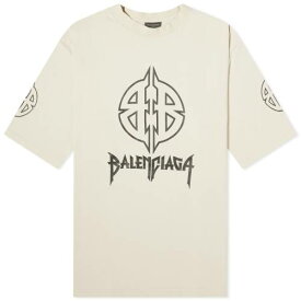 バレンシアガ Tシャツ ベージュ 黒色 ブラック & メンズ 【 BALENCIAGA PARIS T-SHIRT / LIGHT BEIGE & BLACK 】 メンズファッション トップス カットソー