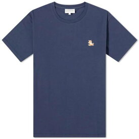 メゾンキツネ フォックス Tシャツ 青色 ブルー メンズ 【 MAISON KITSUNE MAISON KITSUNE CHILLAX FOX PATCH REGULAR T-SHIRT / INK BLUE 】 メンズファッション トップス カットソー