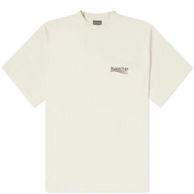 バレンシアガ Tシャツ ベージュ 白色 ホワイト & メンズ 【 BALENCIAGA POLITICAL CAMPAIGN T-SHIRT / LIGHT BEIGE & WHITE 】 メンズファッション トップス カットソー