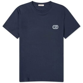 ヴァレンティノ ロゴ Tシャツ 紺色 ネイビー メンズ 【 VALENTINO EMBROIDERED V LOGO TEE / NAVY 】 メンズファッション トップス カットソー