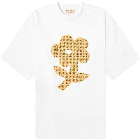 マルニ Tシャツ 白色 ホワイト メンズ 【 MARNI FLOWER WORD PUZZLE T-SHIRT / LILY WHITE 】 メンズファッション トップス カットソー