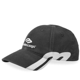 バレンシアガ ロゴ キャップ キャップ 帽子 黒色 ブラック 白色 ホワイト & メンズ 【 BALENCIAGA 3B LOGO CAP / FADED BLACK & WHITE 】 バッグ メンズキャップ 帽子