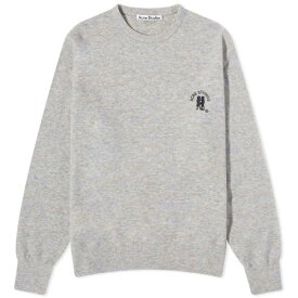 アクネストゥディオズ ロゴ クルー ニット 灰色 グレー 茶色 ブラウン & メンズ 【 ACNE STUDIOS ACNE STUDIOS KIZA ALPACA LOGO CREW KNIT / LIGHT GREY & BROWN MELANGE 】 メンズファッション トップス セーター