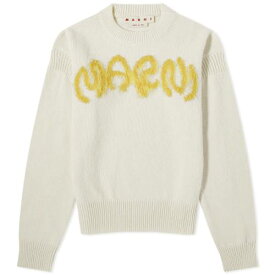 【★スーパーSALE★6/11深夜2時迄】マルニ ロゴ クルー ニット 白色 ホワイト メンズ 【 MARNI LOGO INTARSIA CREW KNIT / STONE WHITE 】 メンズファッション トップス セーター